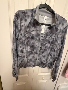 lululemon athletica Gray Tie-Dye Full-Zip Bomber Jacket
